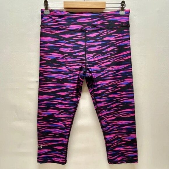 Under Armour Compression Capri Leggings Women’s Large Electric Pink HeatGear EUC - Picture 1 of 7